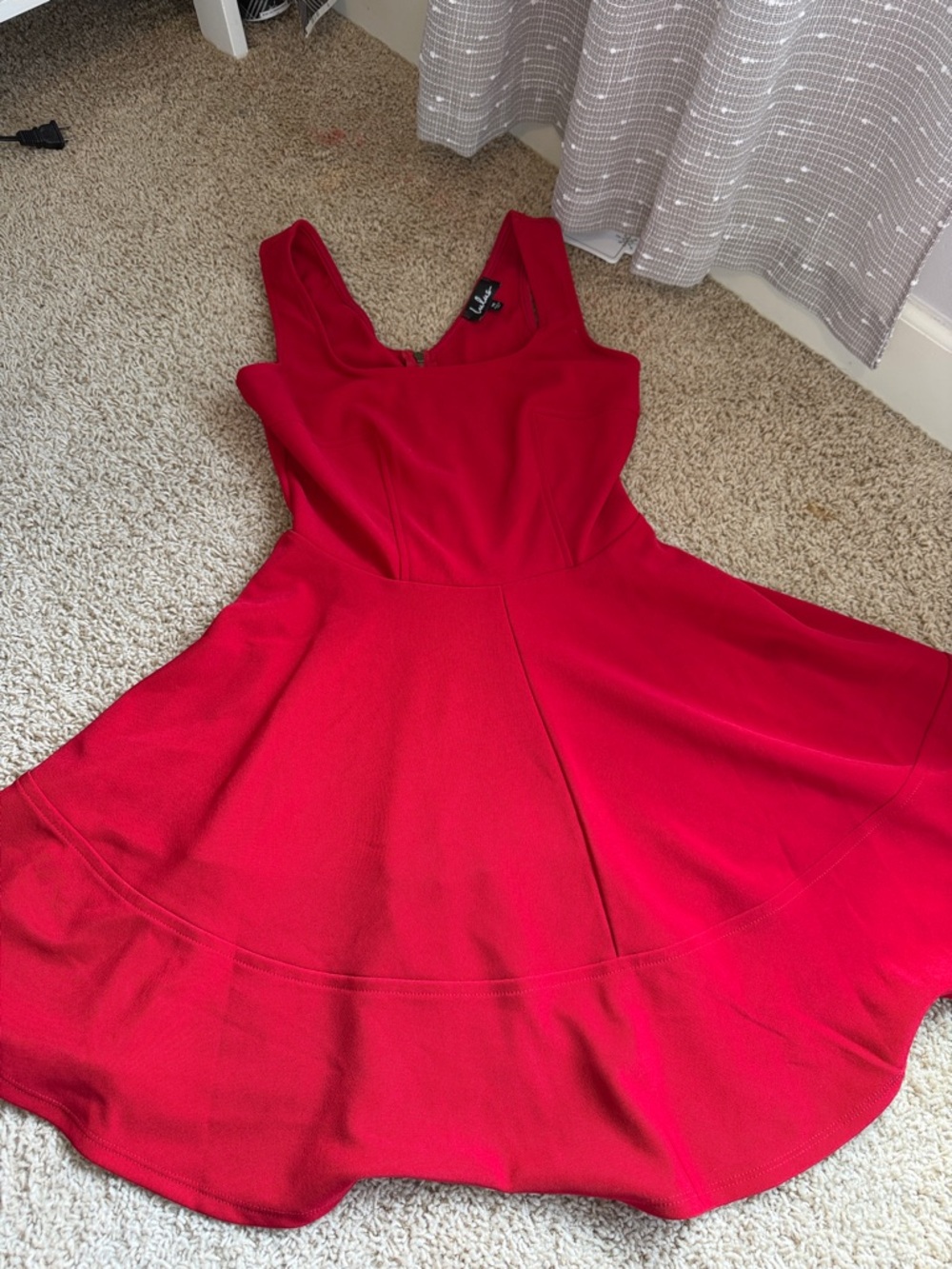 Lulus Home Before Daylight Red Square Neck Sleeveless Skater Dress